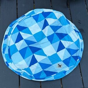 Blue Geometric Dog Bed Cover size small